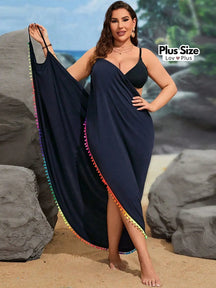 Saída de Praia Moderna Plus Size G / Azul Marinho Saídas de Praia Plus Size