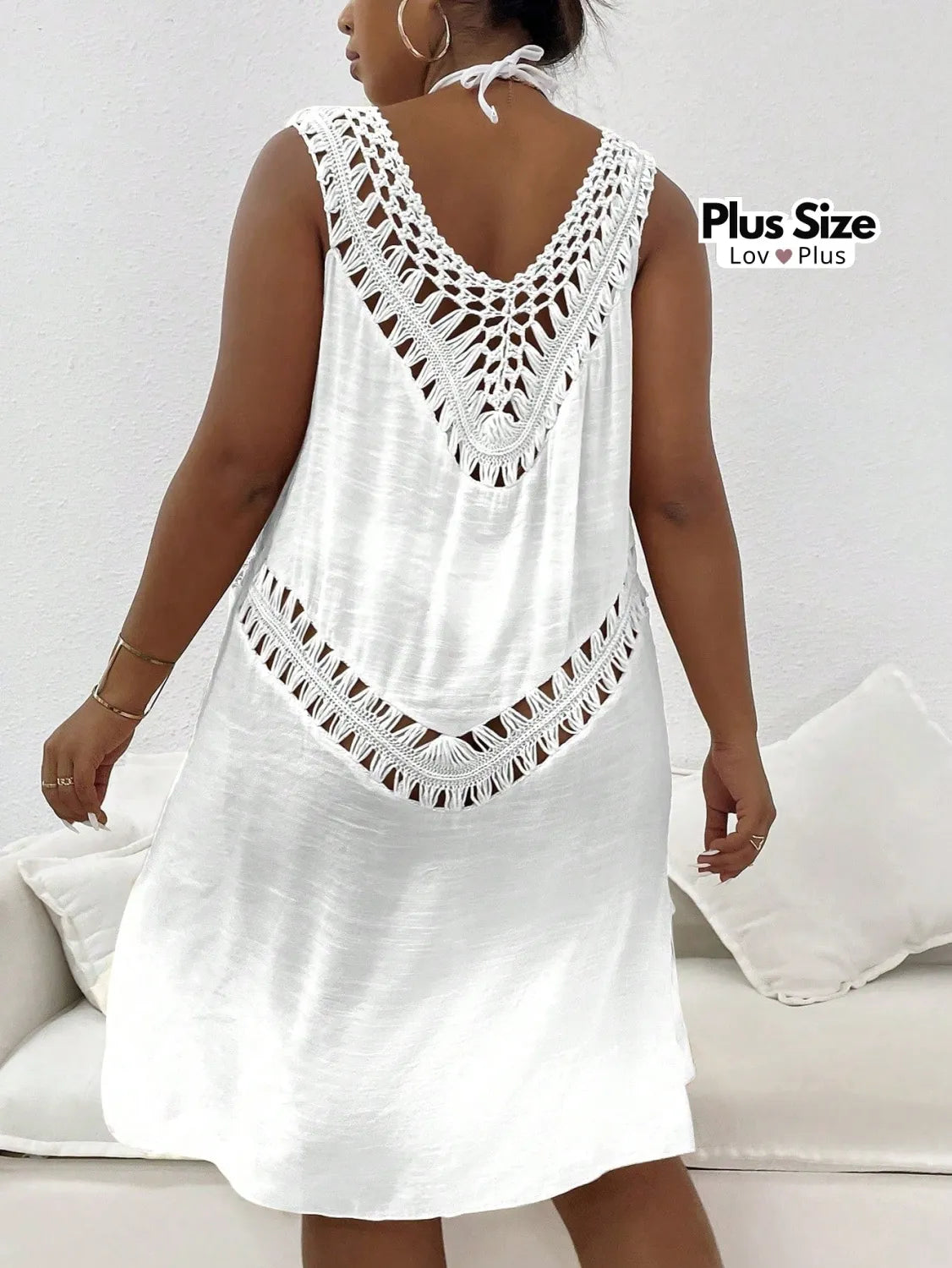 Saída de Praia Plus Size Crochê Natural Saídas de Praia Plus Size