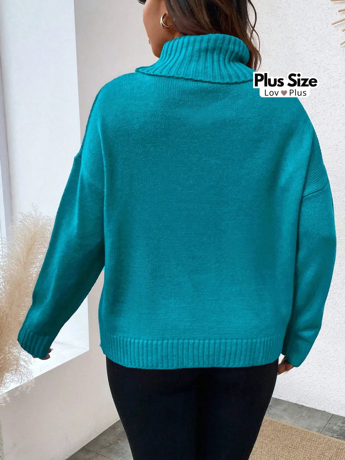Suéter de Tricô com Gola Alta Plus Size Várias Cores Suéter Plus Size