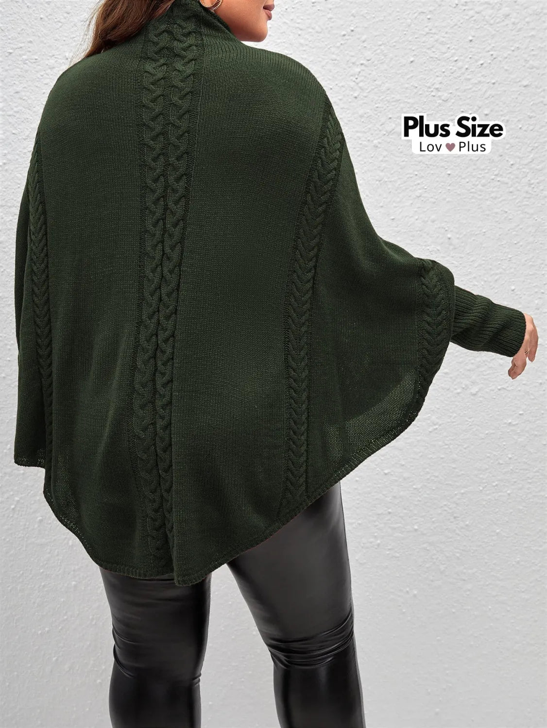 Suéter Longo Plus Size de Gola Alta Suéter Plus Size