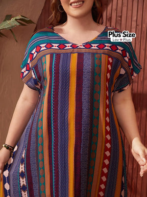 Vestido Boho Chic Plus Size Colorido Vestidos Plus Size