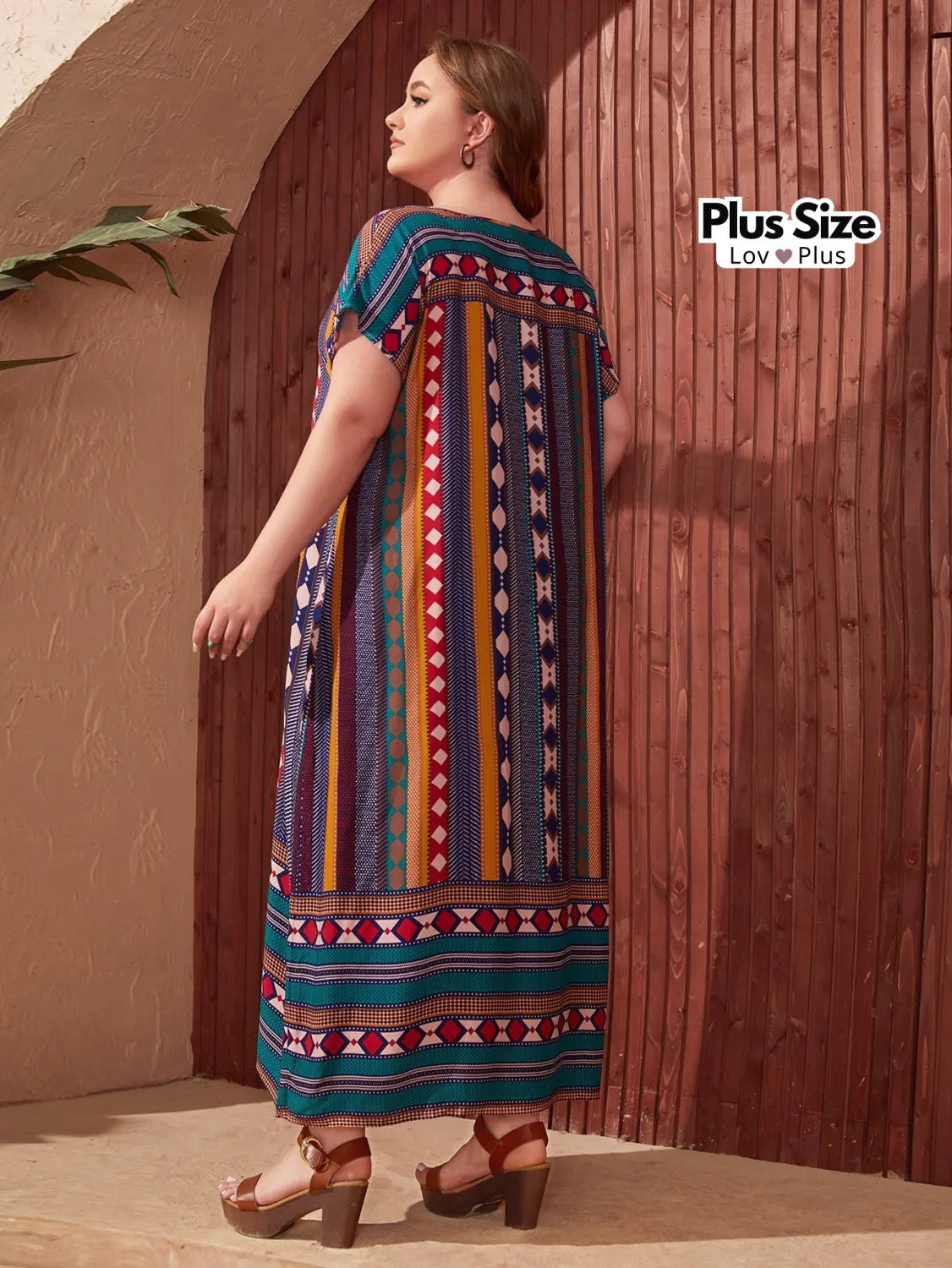 Vestido Boho Chic Plus Size Colorido Vestidos Plus Size