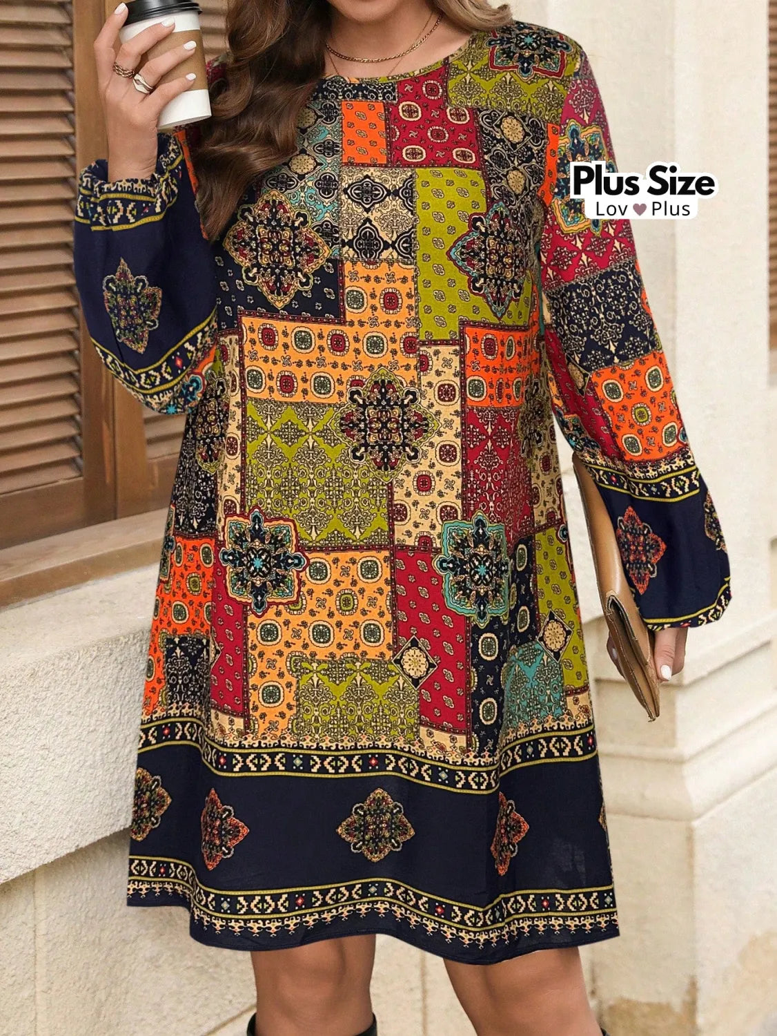 Vestido Estiloso Boho Plus Size em Viscose Esverdeado / G Vestidos Plus Size