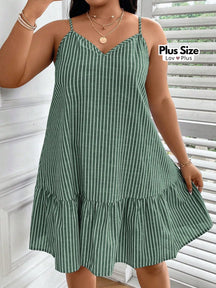 Vestido Listrado Soltinho Plus Size G / Verde Vestidos Plus Size