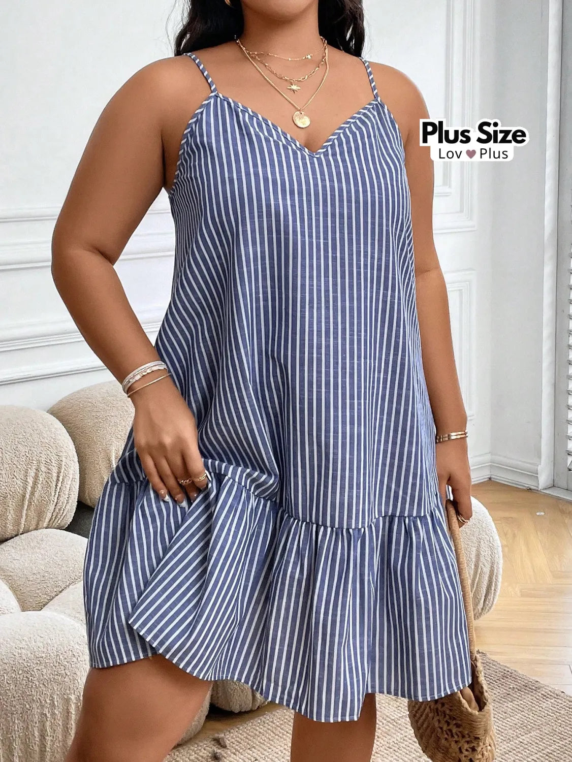 Vestido Listrado Soltinho Plus Size Vestidos Plus Size