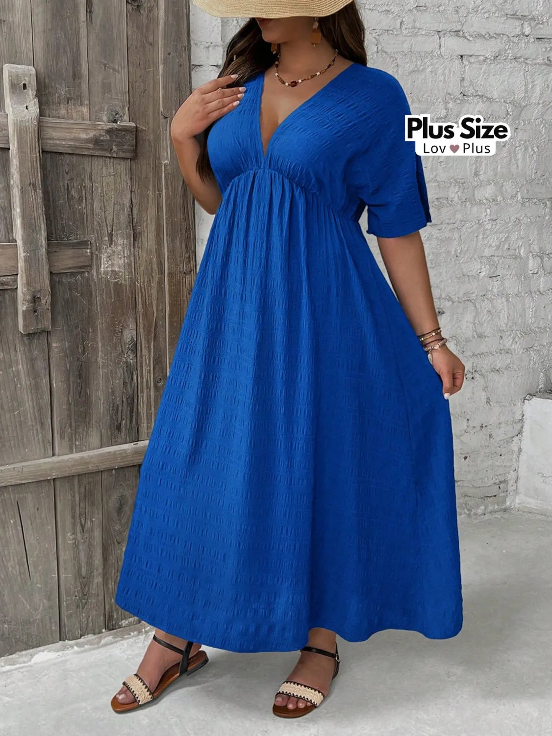 Vestido Longo Elegante Várias Cores Plus Size G / Azul Royal Vestidos Plus Size