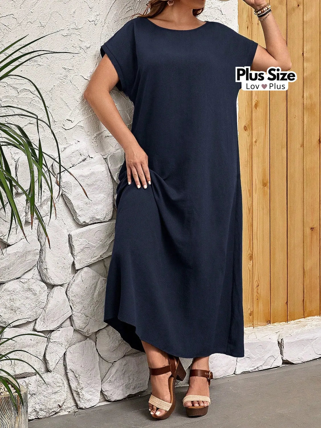 Vestido Longo Plus Size Caimento Perfeito G / Azul Marinho Vestidos Plus Size