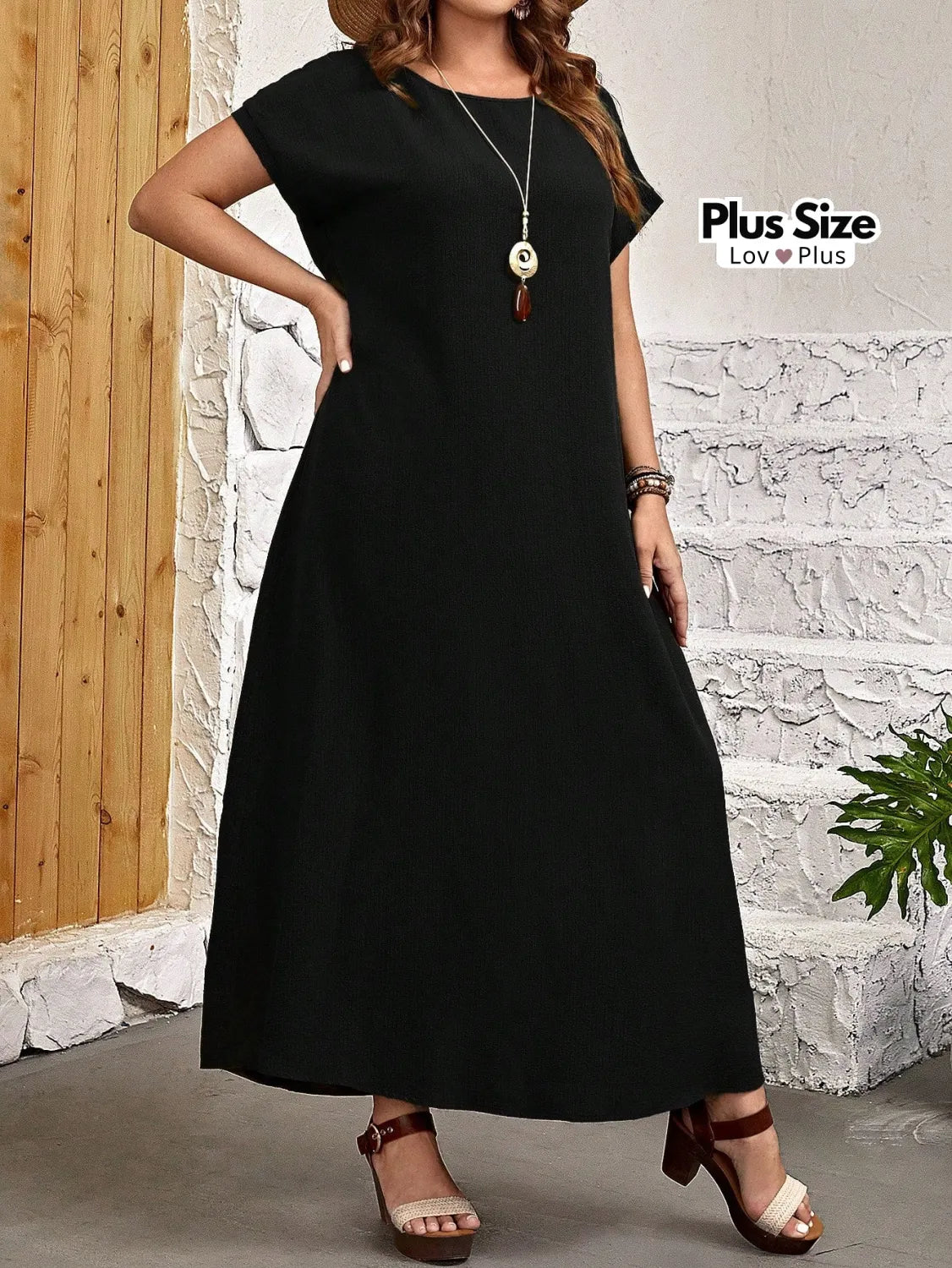 Vestido Longo Plus Size Caimento Perfeito G / Preto Vestidos Plus Size