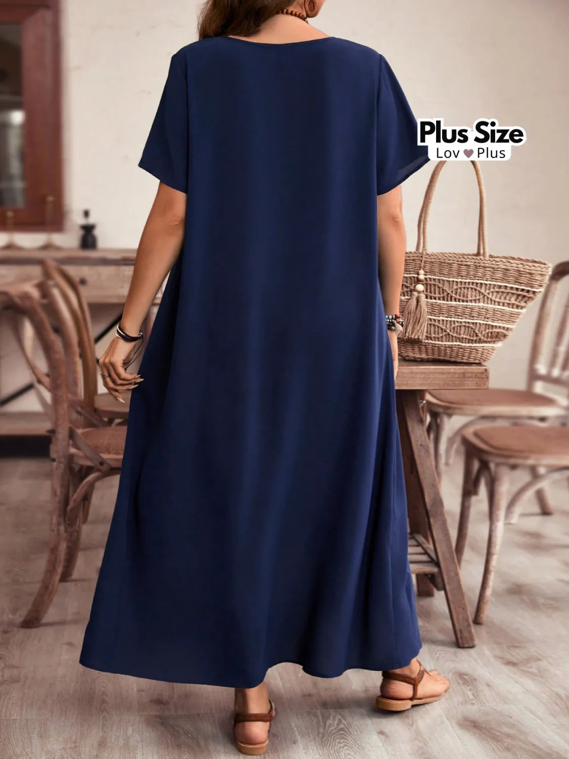 Vestido Longo Plus Size de Manga Curta Vestidos Plus Size