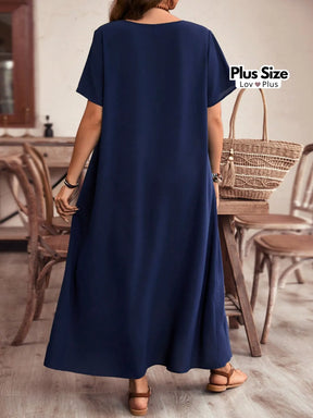 Vestido Longo Plus Size de Manga Curta Vestidos Plus Size