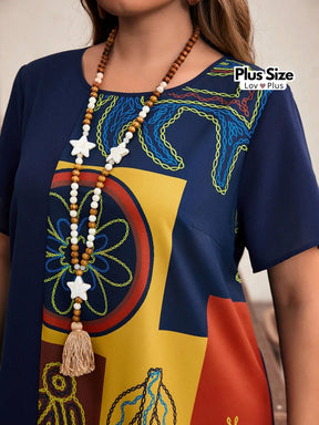 Vestido Longo Plus Size de Manga Curta Vestidos Plus Size
