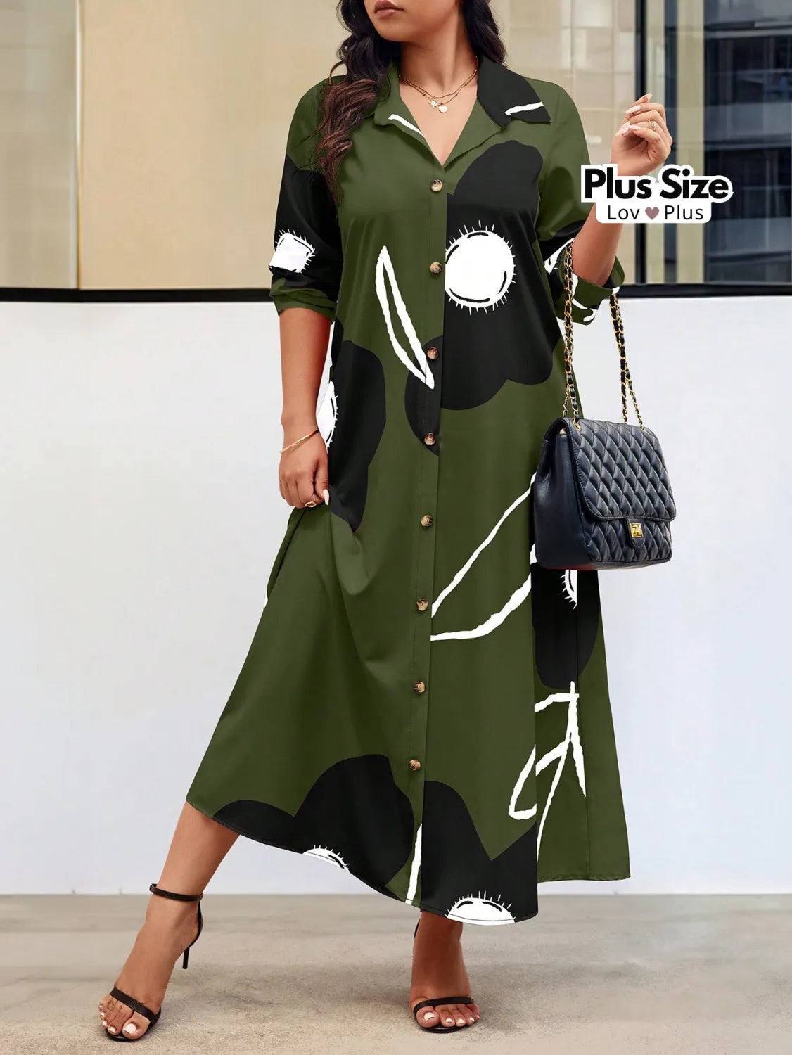 Vestido Longo Sofisticado Plus Size Soltinho G / Verde Milk Vestidos Plus Size