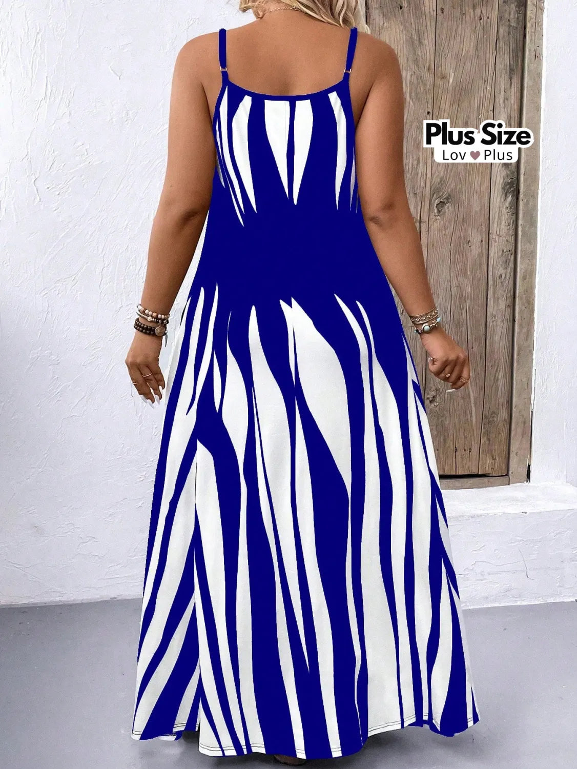 Vestido Maxi Azul e Branco Plus Size Vestidos Plus Size