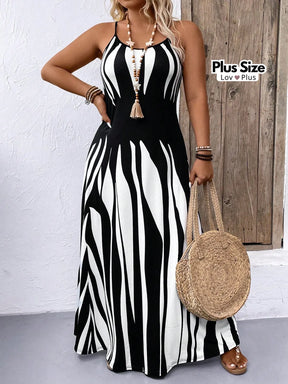 Vestido Maxi Azul e Branco Plus Size Vestidos Plus Size