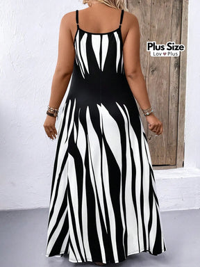 Vestido Maxi Azul e Branco Plus Size Vestidos Plus Size