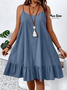 Vestido Plus Size de Algodão Puro Azul / G Vestidos Plus Size