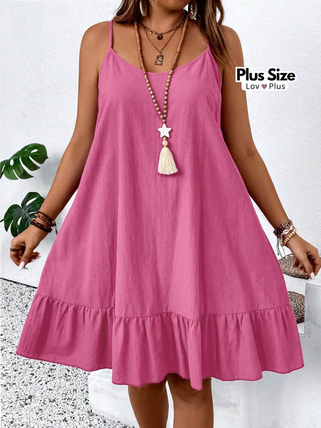 Vestido Plus Size de Algodão Puro Pink / G Vestidos Plus Size