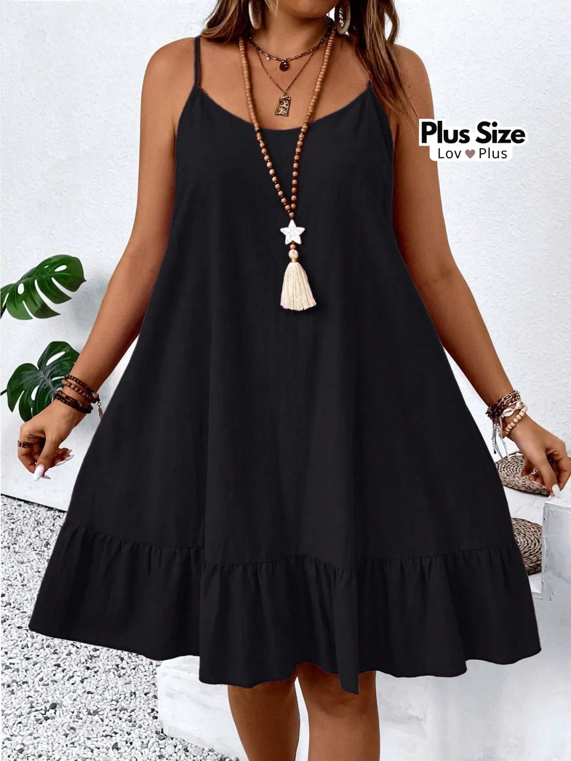 Vestido Plus Size de Algodão Puro Preto / G Vestidos Plus Size