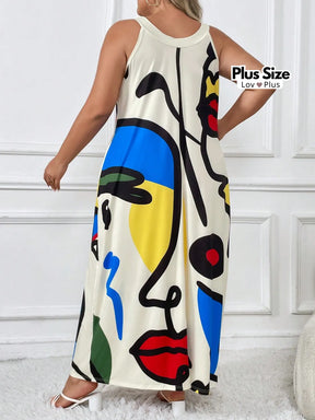Vestido Plus Size Estampa Abstrata Vestidos Plus Size