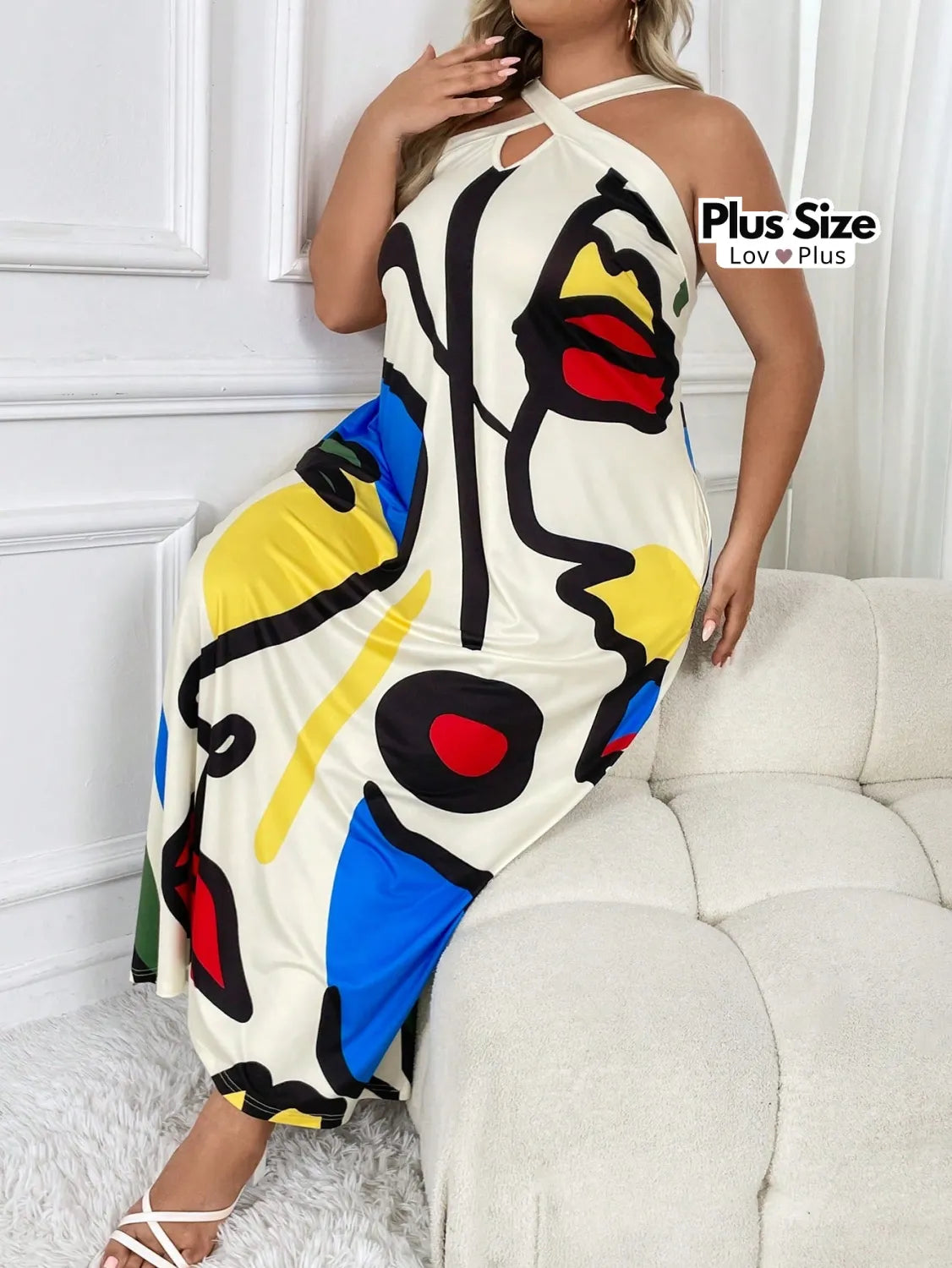 Vestido Plus Size Estampa Abstrata Vestidos Plus Size