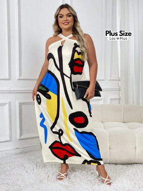 Vestido Plus Size Estampa Abstrata Vestidos Plus Size