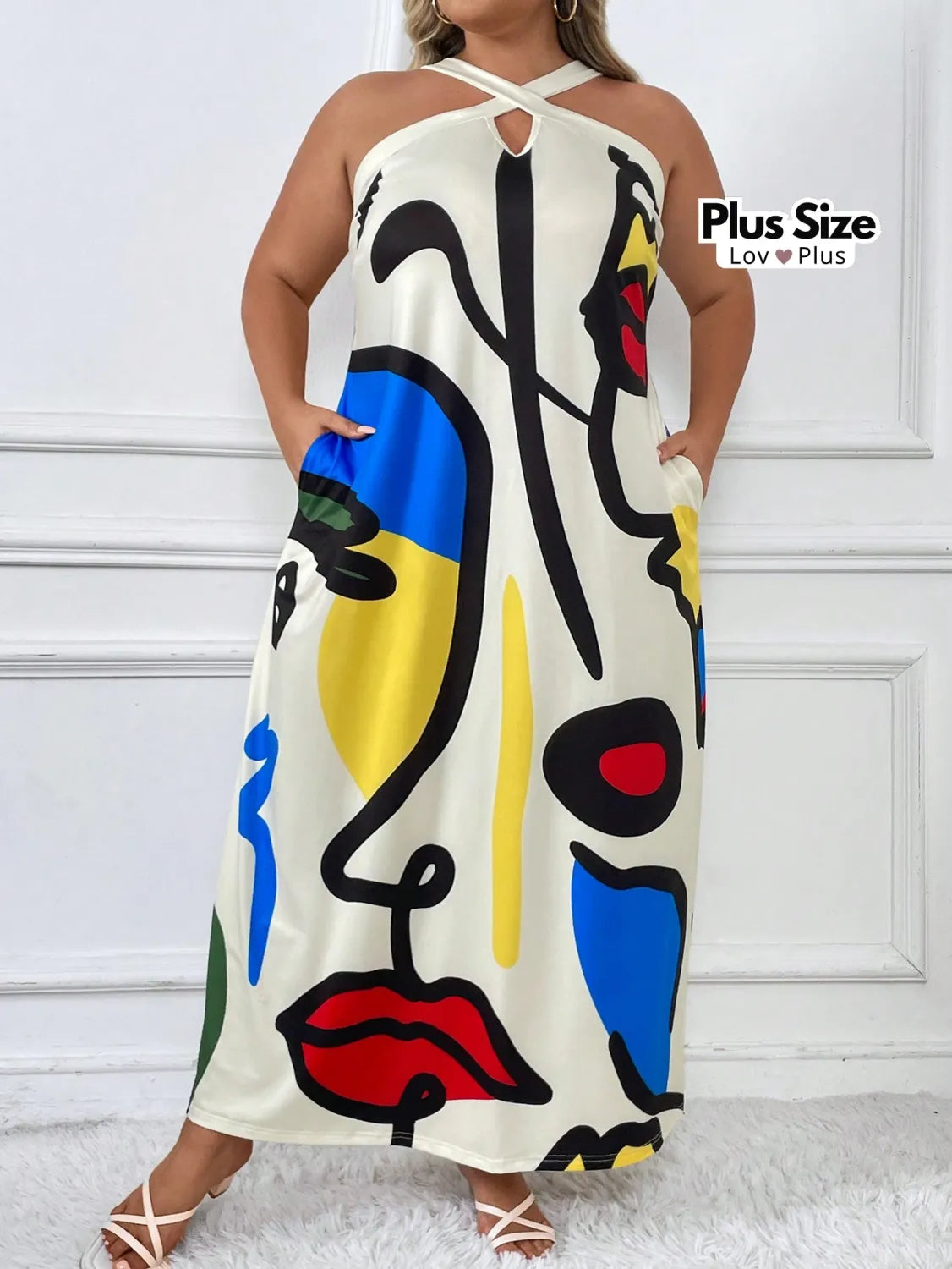 Vestido Plus Size Estampa Abstrata Vestidos Plus Size