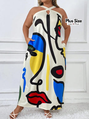 Vestido Plus Size Estampa Abstrata Vestidos Plus Size