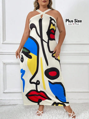 Vestido Plus Size Estampa Abstrata Vestidos Plus Size
