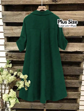 Vestido Plus Size Verde Com Manga Dobrável Vestidos Plus Size