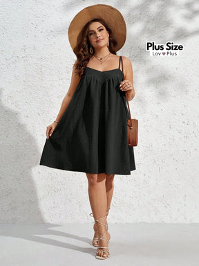 Vestido Preto de Alcinha Plus Size Fluido Vestidos Plus Size