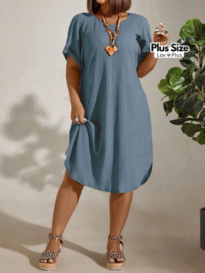 Vestido Soltinho Plus Size Casual Várias Cores G / Azul Empoeirado Vestidos Plus Size