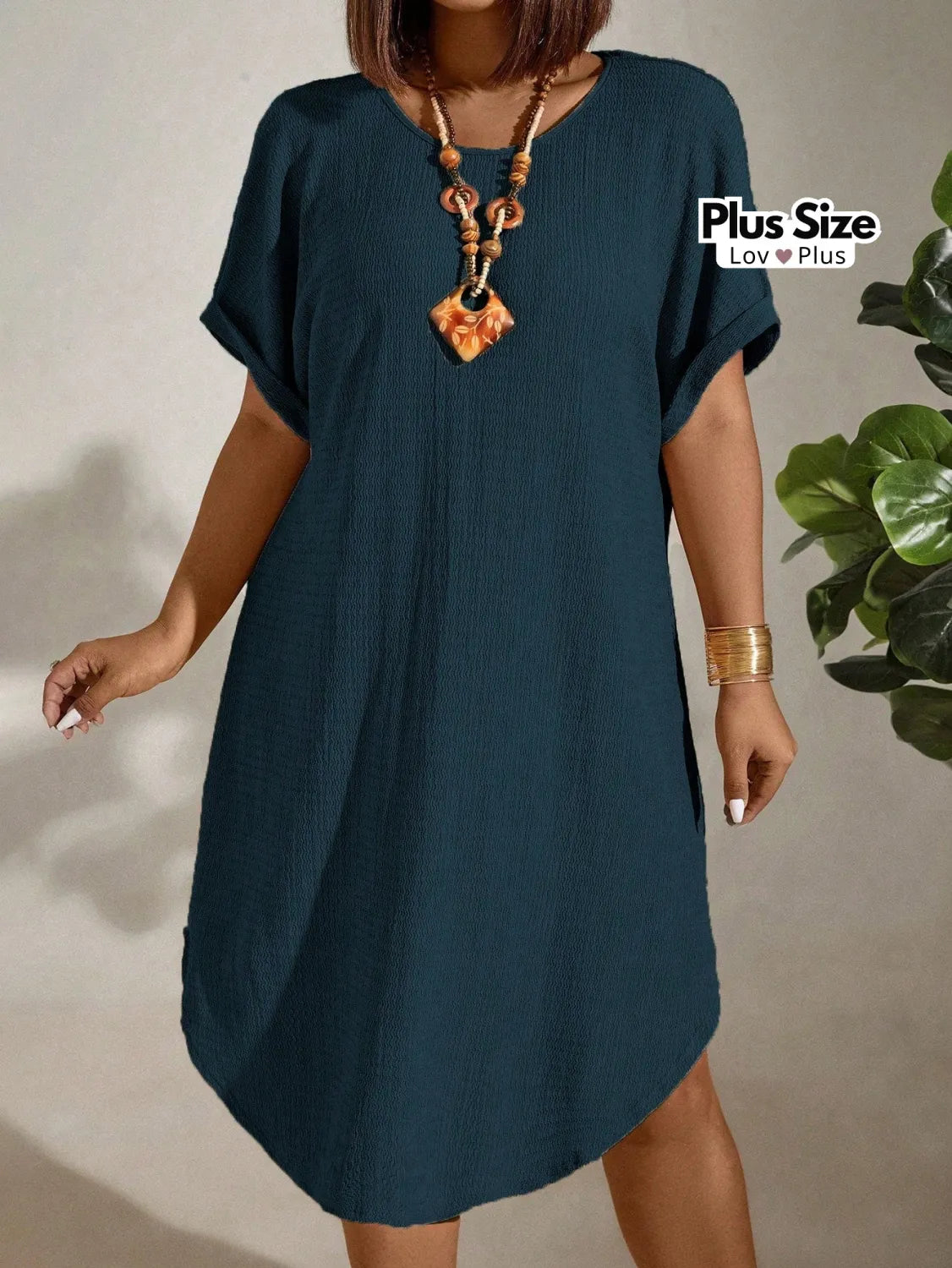 Vestido Soltinho Plus Size Casual Várias Cores G / Azul Petróleo Vestidos Plus Size