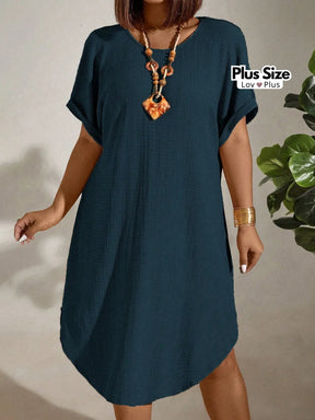 Vestido Soltinho Plus Size Casual Várias Cores G / Azul Petróleo Vestidos Plus Size