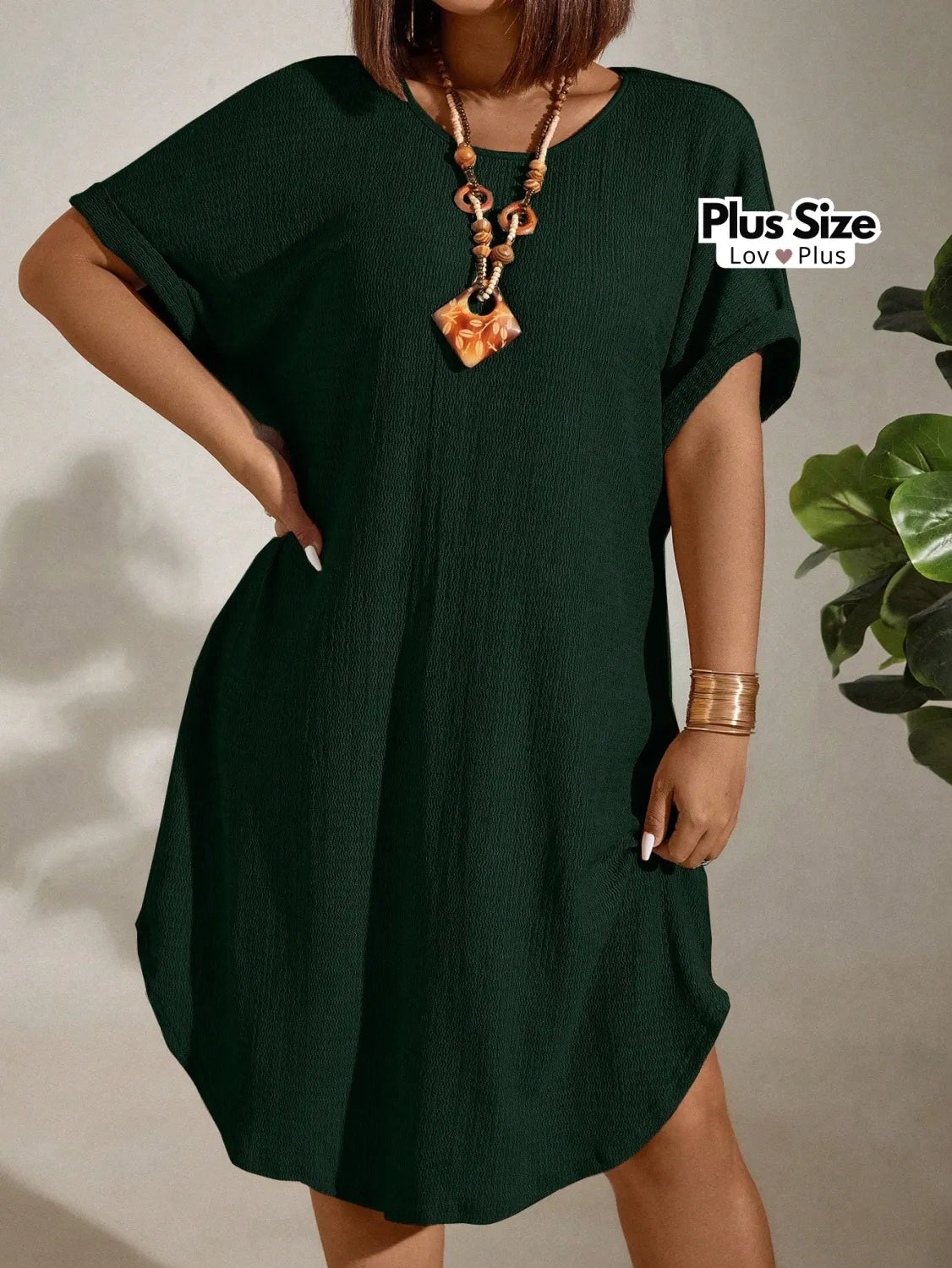 Vestido Soltinho Plus Size Casual Várias Cores G / Verde Escuro Vestidos Plus Size
