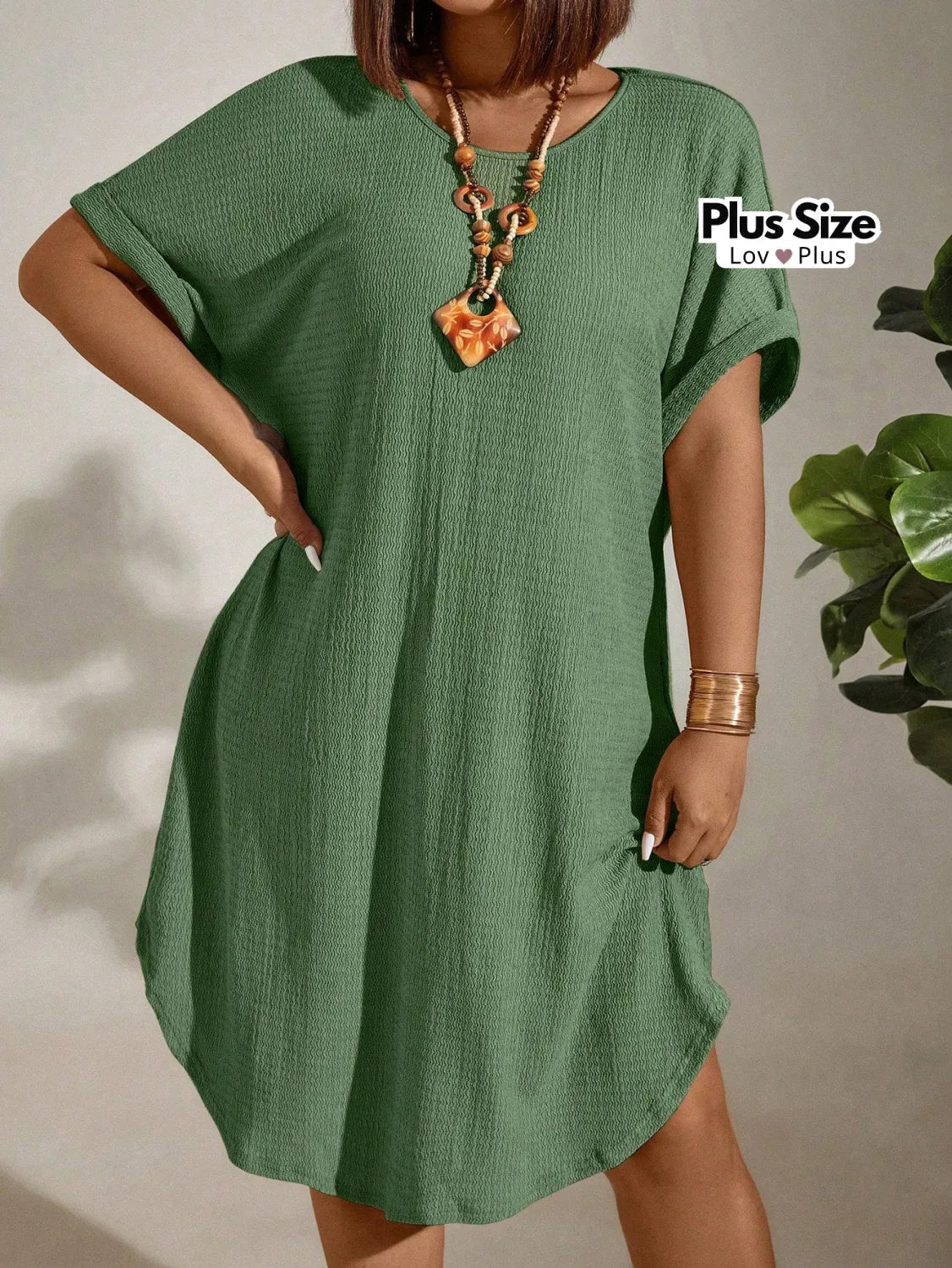 Vestido Soltinho Plus Size Casual Várias Cores G / Verde Oliva Vestidos Plus Size