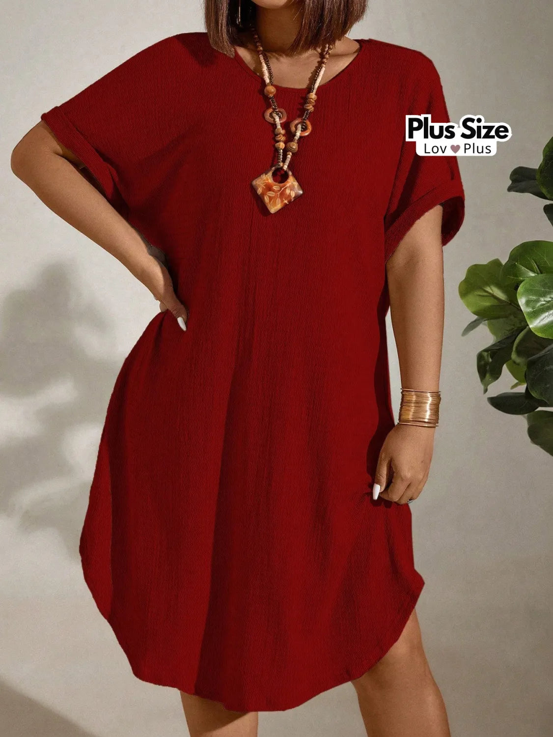 Vestido Soltinho Plus Size Casual Várias Cores G / Vermelho Vestidos Plus Size