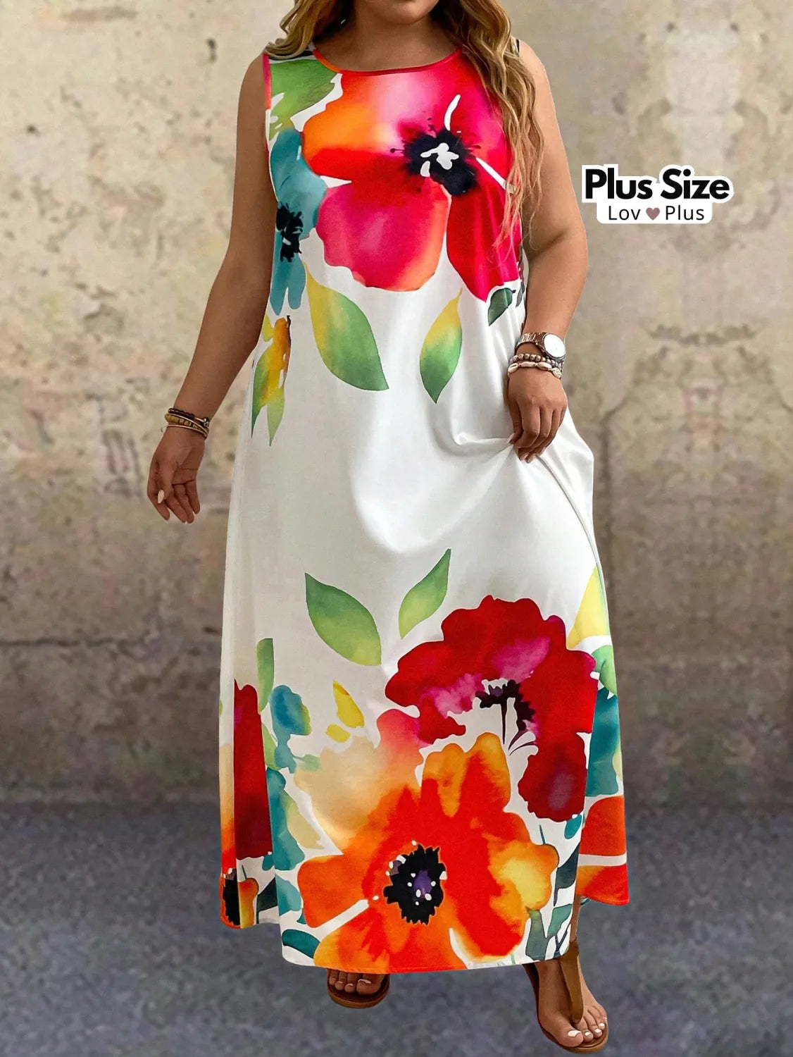 Vestido Solto Tropical Plus Size G / Branco Vestidos Plus Size